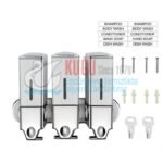 8055-K Üçlü 1500 Ml  Alt Kısım 304 Kalite Paslanmaz Çelik Kare Abs Sert Plastik Kare Gövdeli Sıvı Sabun Şampuan Duş Jeli Dispenser Aparatı - Görsel 3