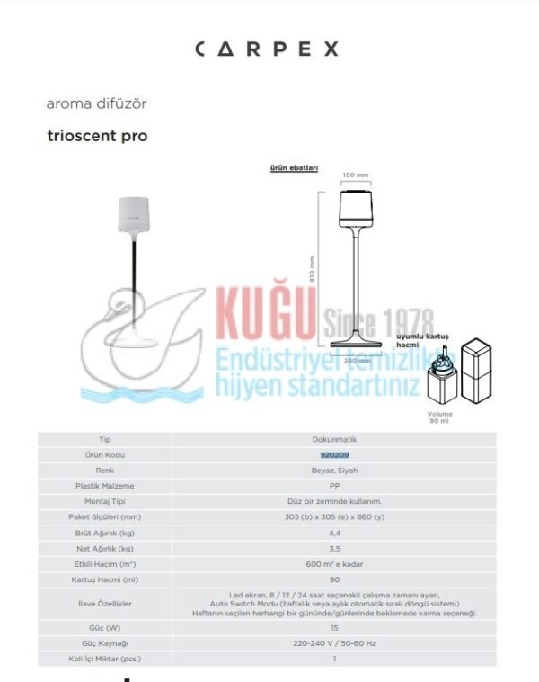 KGC-920209-B Siyah Renk TrioScent Pro 600 M3 Alan Etkili Geniş Alan Koku Makinesi - Görsel 4