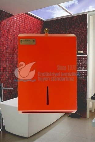 ad172a9f-3af7-4d67-85ee-7139d5cb84b3.jpg 2636-R Kırmızı Renk Paslanmaz Çelik 400 Adet Kağıt Kapasiteli Z Katlama El Havlusu Dispenser Aparatı - Görsel 1