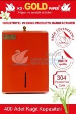 2636-R Kırmızı Renk Paslanmaz Çelik 400 Adet Kağıt Kapasiteli Z Katlama El Havlusu Dispenser Aparatı - Görsel 4