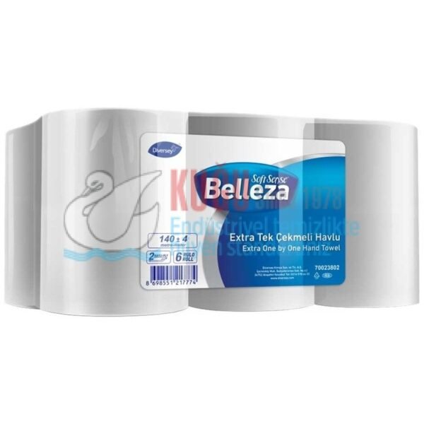70023802 Diversey Belleza Çift Katlı Extra Çift Katlı İçten Çekmeli Havlu 6'lı 5.93 Kg (1 Koli 6 Rulo-1 Rulo 140 Metre) - Görsel 1