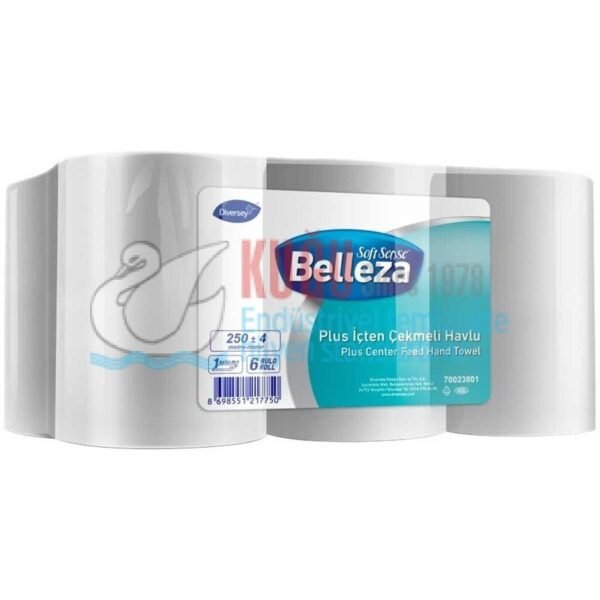 70023801 Diversey Belleza Plus İçten Çekmeli Kağıt Havlu 6'lı 6,47 Kg (1 Koli 6 Rulo-1 Rulo 250 Metre) - Görsel 1