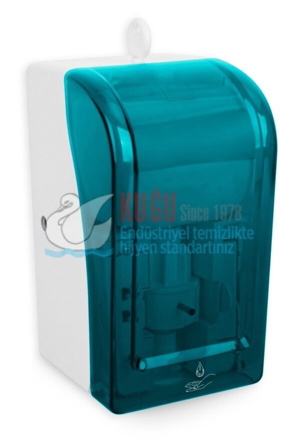 9370-M Şeffaf Mavi Renk Üstten Dolmalı Hazneli 700 ML Sensörlü Elektrikli ve Pilli Köpük Sabun Aparat Dispenseri - Görsel 1