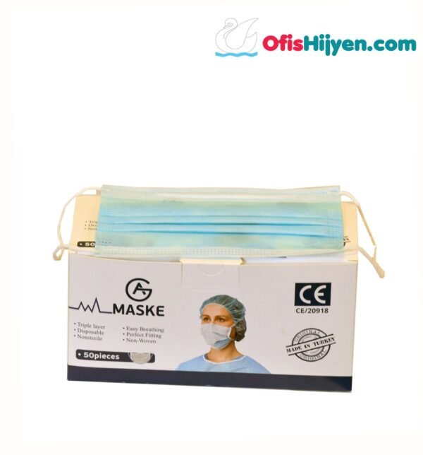 3 KATLI TAM ULTRASONİK BURUN TELLİ CE BELGELİ CERRAHİ MASKE - Görsel 6