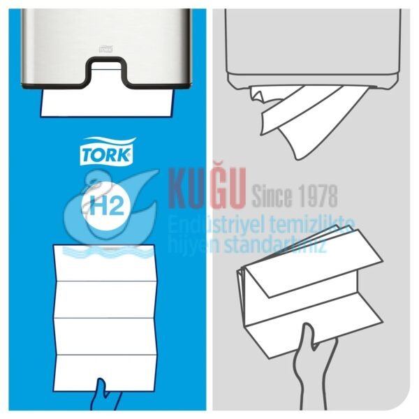 KT-460004 Tork Xpress® H2 Sistem Paslanmaz Çelik Metal Z Katlı Havlu Dispenseri - Görsel 6