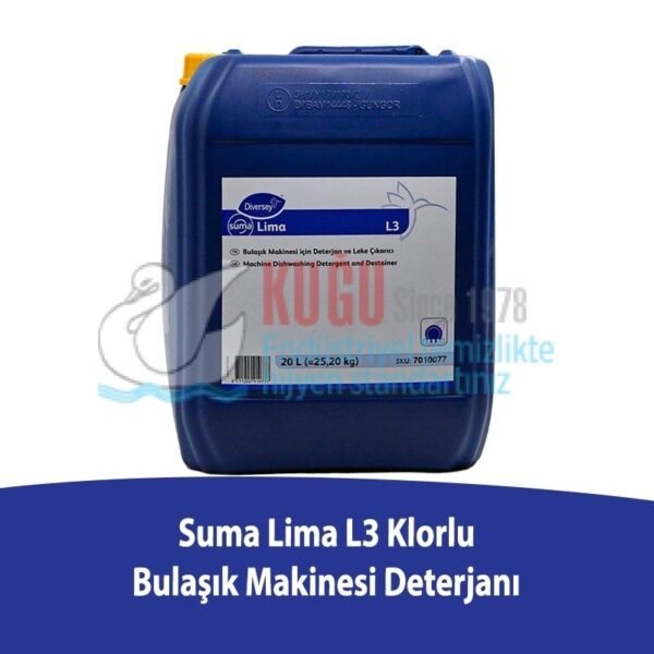 7010077 Diversey Suma Lima L3 Klorlu Bulaşık Makinesi Deterjanı 20 Litre - Görsel 1