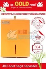 2636-O Turuncu Renk Paslanmaz Çelik 400 Adet Kağıt Kapasiteli Z Katlama El Havlusu Dispenser Aparatı - Görsel 4