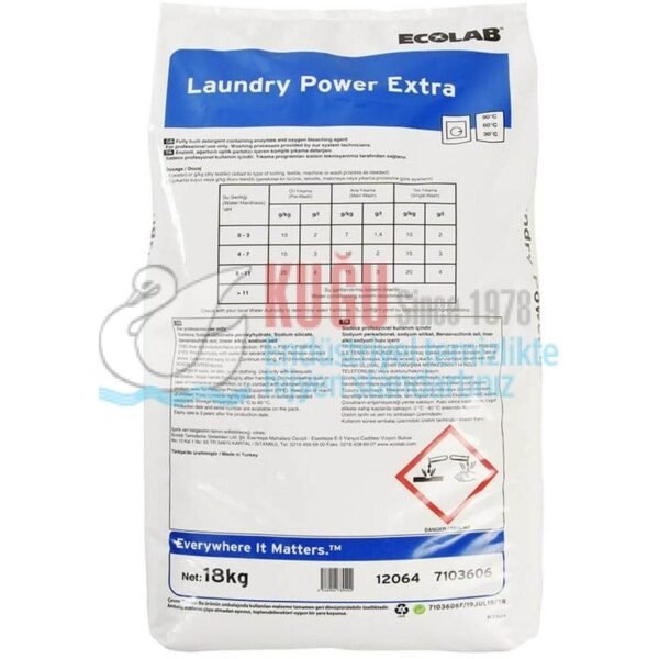 12064 Ecolab Laundry Power Extra Toz Deterjanı 18 Kg - Görsel 1