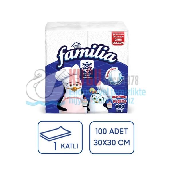 50004785 Focus Familia 1/8 Garson Katlama Peçete  (1 Paket 100'lü - Koli İçi 24 Paket) - Görsel 1
