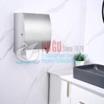 8154 304 Kalite Satine Paslanmaz Çelik Bombe Tasarım Sensörlü ve Fotoselli  21 Cm Hareketli Havlu Dispenser Aparatı (Elektrikli ve Pilli)