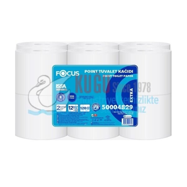 50003244  Focus Extra Çift Katlı İçten Çekmeli Mini Cimri WC Tuvalet Kağıdı (1 Rulo 120 Metre-1 Koli 12 Adet Rulo) - Görsel 2