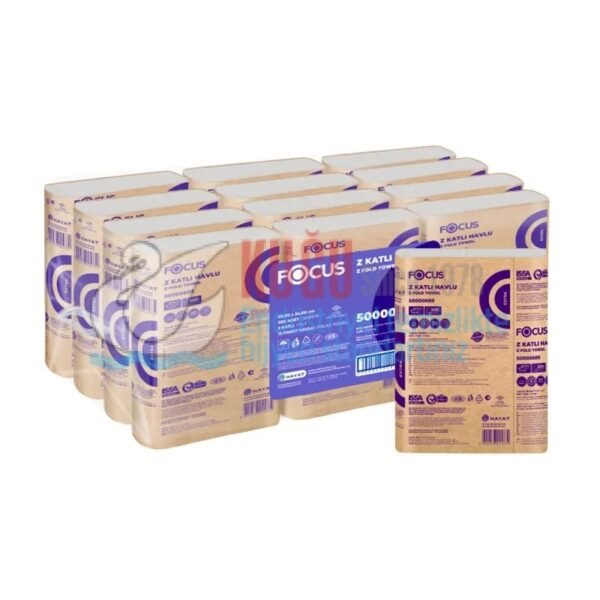 50001489 Focus Extra Çift Katlı Z Katlı Kağıt Havlu 18 Gr 22,5x24 Cm (1 Paket 200 Adet-Koli İçi 12 Paket) 4,8 Kg - Görsel 2