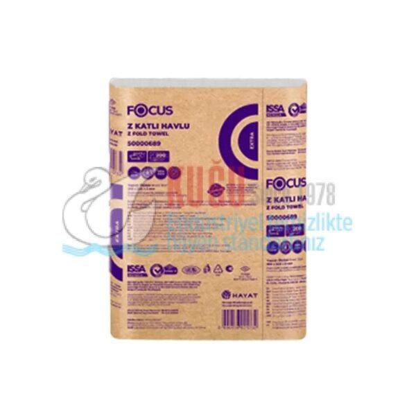 50001489 Focus Extra Çift Katlı Z Katlı Kağıt Havlu 18 Gr 22,5x24 Cm (1 Paket 200 Adet-Koli İçi 12 Paket) 4,8 Kg - Görsel 3