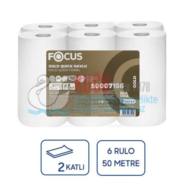 50007156 Focus Gold Quick 21 Cm Hareketli Makine Havlusu (1 Rulo 50 Metre- Koli İçi 6 Rulo) - Görsel 1