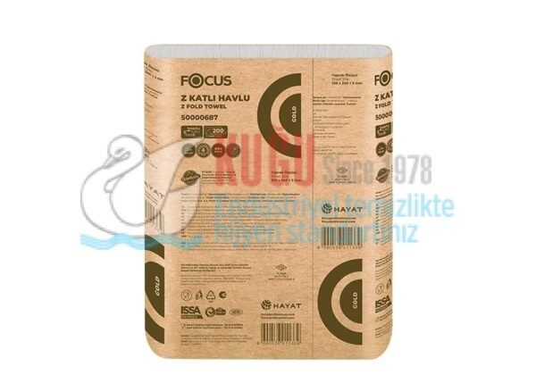 50005591 Focus Gold Z Katlı Çift Kat 22.5 x 24 Cm Kağıt Havlu (1 Paket 200 Adet- Koli İçi 12 Paket) 6,18 kg - Görsel 3