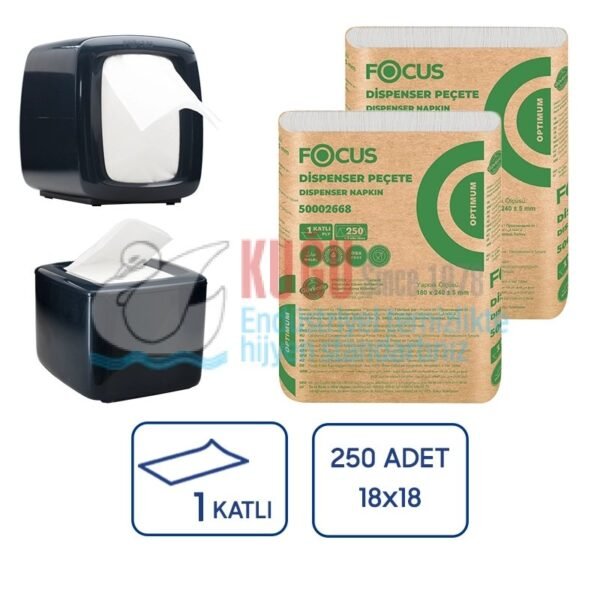 50002668 Focus Optimum Tek Katlı Dispenser Peçete 18 x 24 cm (1 Paket 250 Adet-Koli İçi 18 Paket) 3,3 Kg - Görsel 1