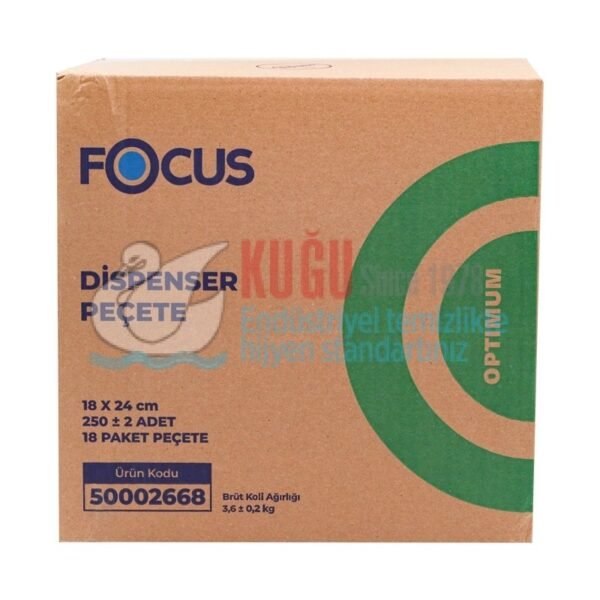 50002668 Focus Optimum Tek Katlı Dispenser Peçete 18 x 24 cm (1 Paket 250 Adet-Koli İçi 18 Paket) 3,3 Kg - Görsel 5
