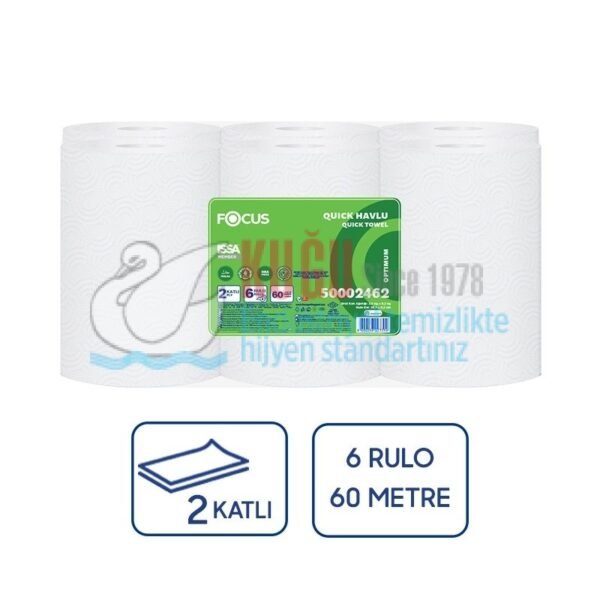 50002462 Focus Optimum Jumbo 21 Cm Hareketli Makine Kağıt Havlu - Çift Katlı - 60 metre - 6`lı Rulo - Görsel 1