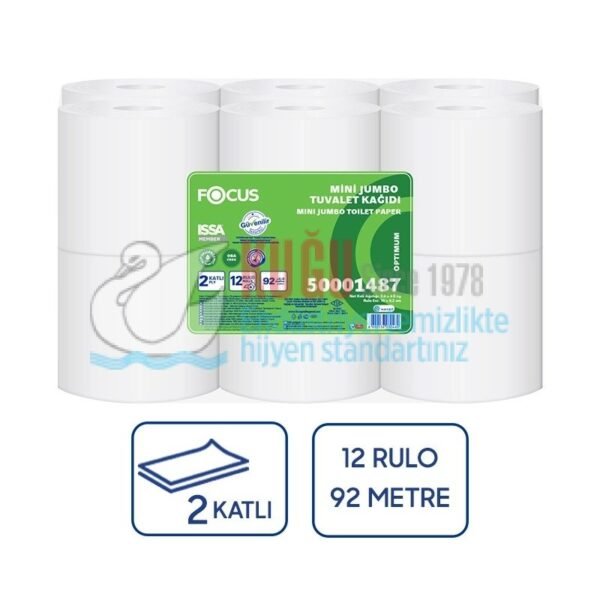 5038368 Focus Optimum Jumbo Mini Tuvalet Kağıdı 12 Adet x 92m - Görsel 1