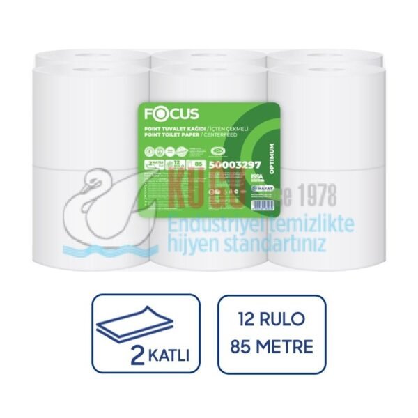 50003297 Focus Optimum Point İçten Çekmeli Mini Cimri Wc Tuvalet Kağıdı 85 Metre 12 Adet - Görsel 1