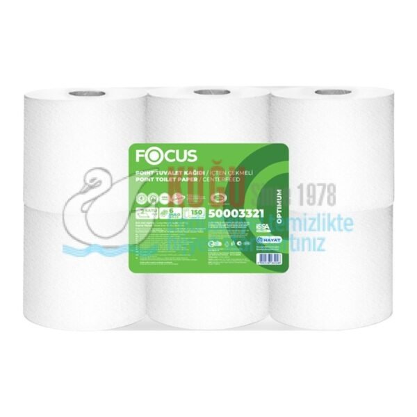 50003321 Focus Optimum Point 6'lı İçten Çekmeli Mini Cimri Wc  Tuvalet Kağıdı 4 Kg (1 Rulo 150 Metre-1 Koli 6 Rulo) - Görsel 2