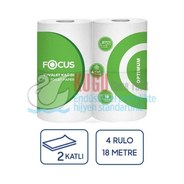 50000673 Focus Optimum Çift Katlı 18 Metre Tuvalet Kağıdı 4x12 Adet (1 Paket 4 Adet-Koli İçi 12 Paket) - Görsel 1
