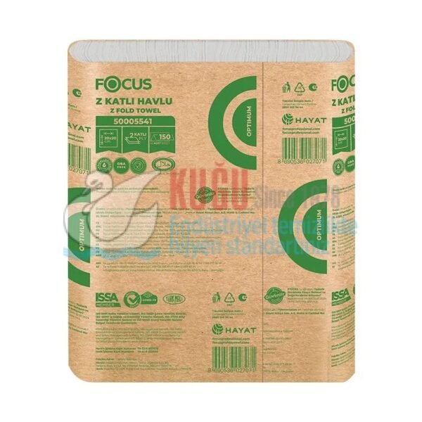 50005541 Focus Optimum Z Katlı Kağıt Havlu 150Li 12 Paket YENİ 20x20 Cm - Görsel 3