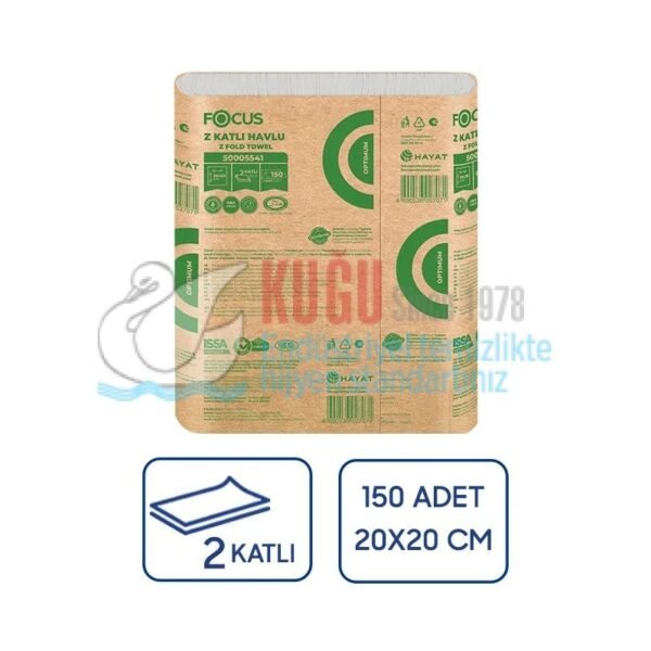 50005541 Focus Optimum Z Katlı Kağıt Havlu 150Li 12 Paket YENİ 20x20 Cm - Görsel 1