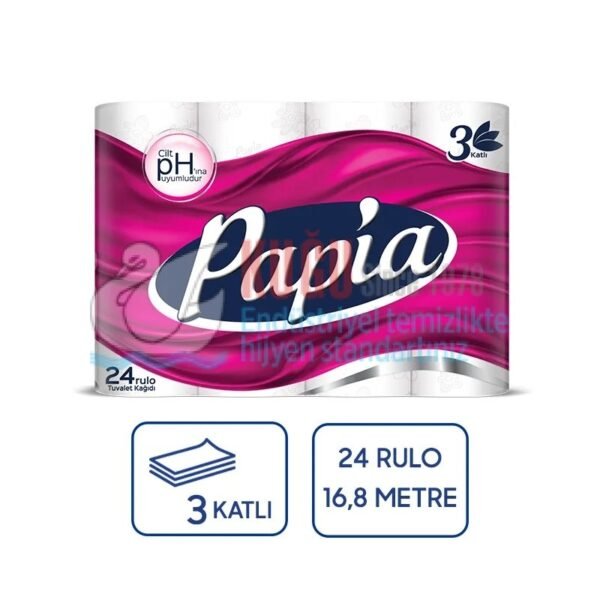 50004297 Focus Papia 3 Katlı Tuvalet Kağıdı 16,8 Metre 24 Lü 3 Paket 72 Rulo 6,59 Kg - Görsel 1