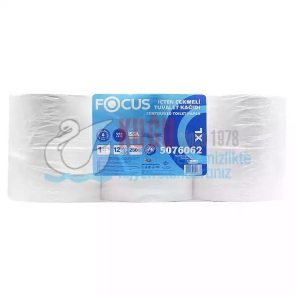50004818 Focus XL İçten Çekmeli Tek Katlı Mini Cimri Wc Tuvalet Kağıdı 12'Li 250 Metrelik Rulo 8,625 Kg (1 Rulo 250 Metre - Koli İçi 12 Rulo) - Görsel 2