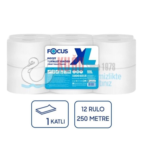 50004818 Focus XL İçten Çekmeli Tek Katlı Mini Cimri Wc Tuvalet Kağıdı 12'Li 250 Metrelik Rulo 8,625 Kg (1 Rulo 250 Metre - Koli İçi 12 Rulo) - Görsel 1