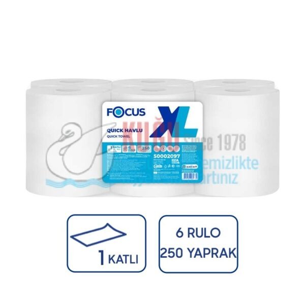 50002097 Focus Xl Quick Tek Katlı Fotoselli Havlu 250 Metrelik 6 Rulo  9,86 Kg (1 Rulo 250 Metre - Koli İçi 6 Rulo) - Görsel 1