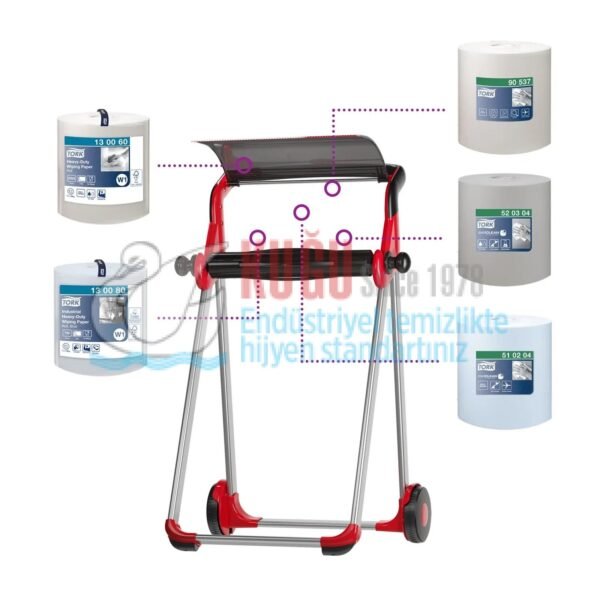 KT-652008 Tork W1 Sistem Kırmızı Dıştan Çekmeli Ayaklı Taşınabilinir Seyyar Havlu Dispenseri - Görsel 7