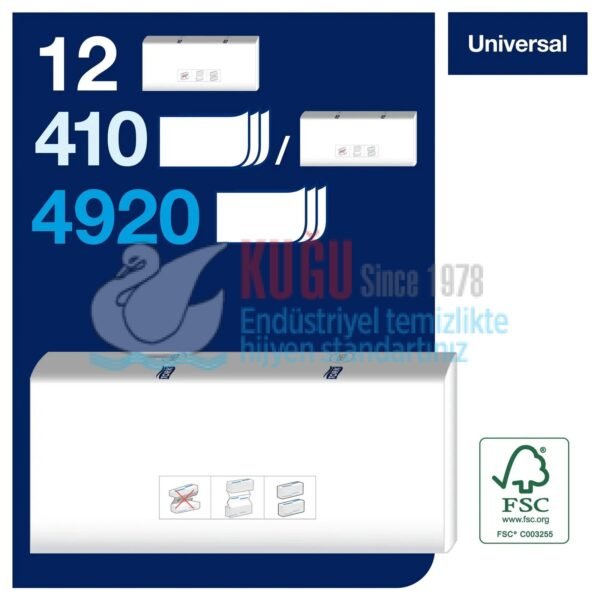 KT-100585 Tork PeakServe® Sürekli El Havlusu H5 Beyaz - (1 Paket 410 Adet-Koli İçi 12 Paket) - Görsel 3