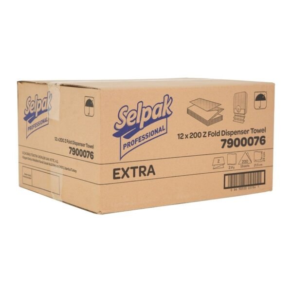 KGE-7900076  Selpak Professional 2 Katlı 200’lü 12 Paket 2.400 Adet Z-Katlı Dispenser Kağıt Havlu - Görsel 6
