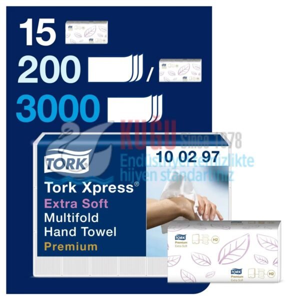 KT-100297 Tork Xpress® H2 Sistem Premium Ekstra Yumuşak Z Katlamalı Havlu Kâğıt (1 Paket 200 Adet-Koli İçi 15 Paket) - Görsel 2