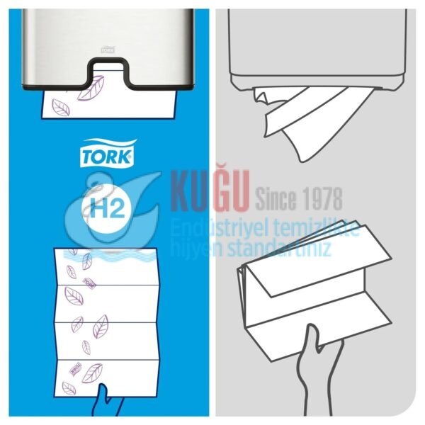 KT-100297 Tork Xpress® H2 Sistem Premium Ekstra Yumuşak Z Katlamalı Havlu Kâğıt (1 Paket 200 Adet-Koli İçi 15 Paket) - Görsel 9