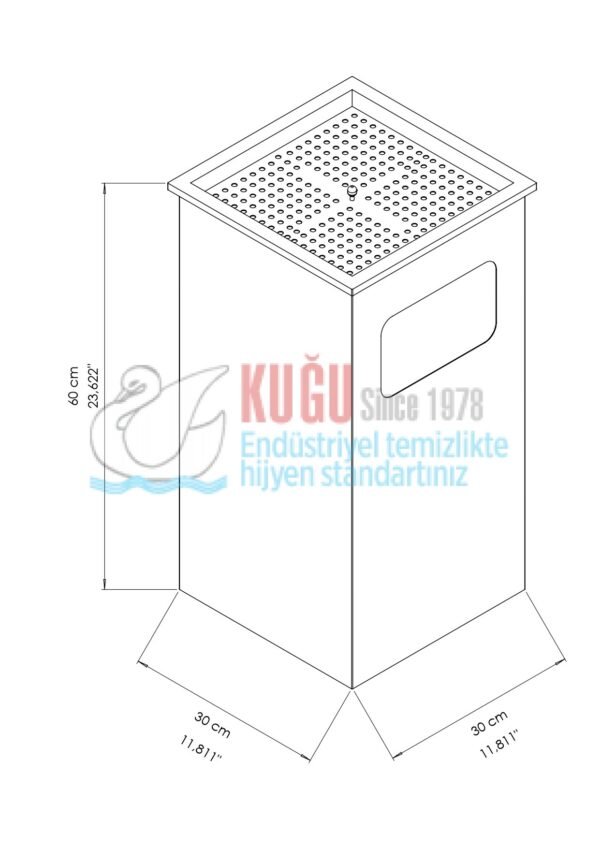2728 45 LT Kare Çöp Kovası Hazneli Paslanmaz Çelik Kolon Tip Küllük - Görsel 2