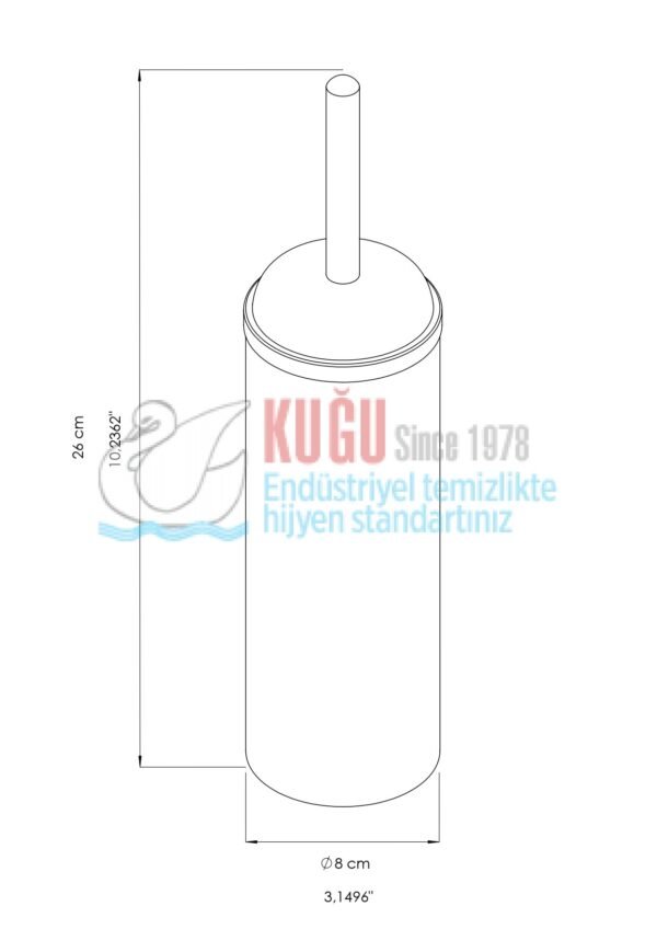 2672 304/430 S.S Paslanmaz Standart Yuvarlak Bombe Kapak Klozet Fırçası - Görsel 2
