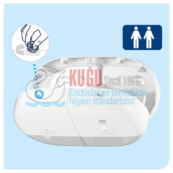 KT-682000 Tork SmartOne Twin T9 Sistem Beyaz Çiftli Mini Cimri İçten Çekmeli Yedek Bekletmeli WC Tuvalet Kağıdı - Görsel 4