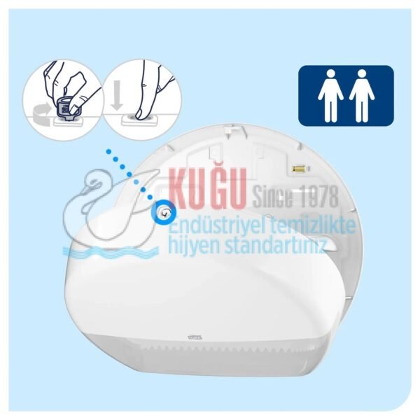 KT-555000 Beyaz Tork T2 Sistem Mini Jumbo Tuvalet Kâğıdı Dispenseri - Görsel 7