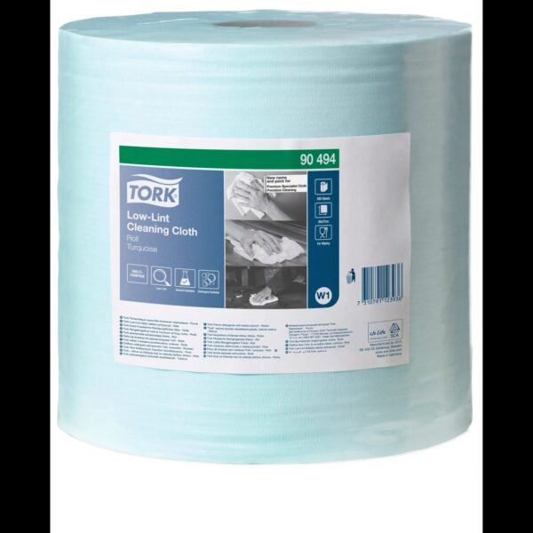 KT-190494 Tork W1 Sistem Nonwoven Turkuaz Temizlik Bezi Düşük Hav 500 Yaprak (1 Rulo 180 Metre-Koli İçi 1 Rulo) - Görsel 1