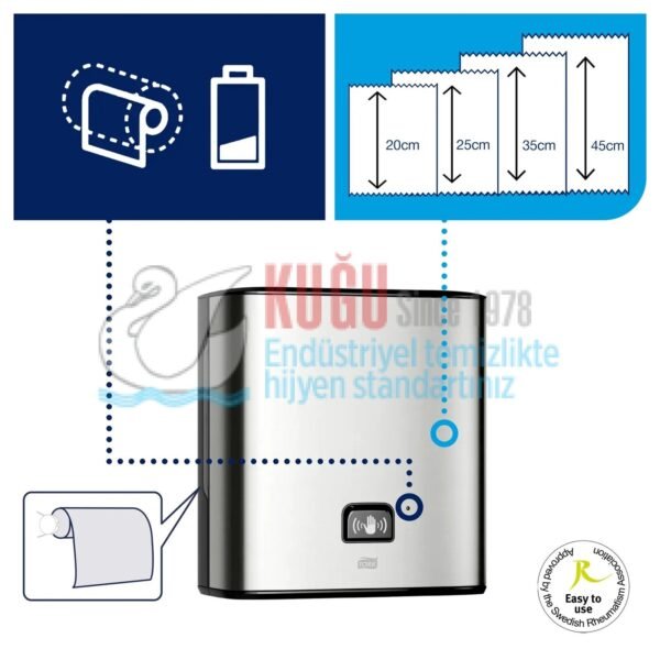 KT-460001 Sensörlü Tork Matic®  H1 Sistem Paslanmaz Çelik Metal Haraketli Havlu Dispenseri - Görsel 4