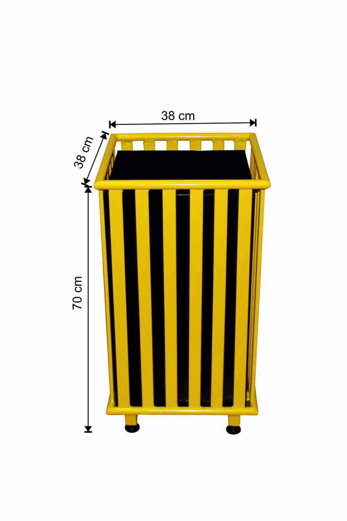 1336 1336 60 Lt İç Hacimli Elektrostatik Toz Fırın Boyalı ve İç Kovalı Kare Model Dış Mekan Çöp Kovası - Görsel 1