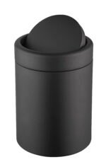 2583-304-B 12 Litre Siyah Renk 304 Kalite Paslanmaz Çelik  Döner Kapaklı Plastik İç Kovalı Çöp Kovası - Görsel 2