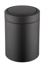 2583-304-B 12 Litre Siyah Renk 304 Kalite Paslanmaz Çelik  Döner Kapaklı Plastik İç Kovalı Çöp Kovası