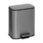 8155 430 S.S. Paslanmaz Çelik Kare Pedallı Çöp Kovası 5 LT