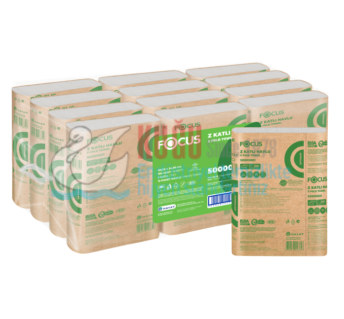 50000691 Focus Optimum Çift Katlı Z Katlı Havlu 12x200 (1 Paket 200 Adet-Koli İçi 12 Paket) 3,90 Kg