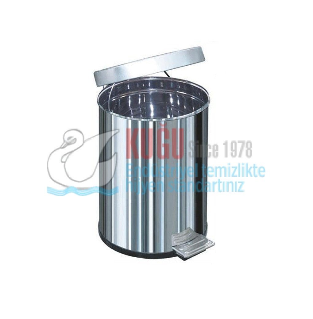 1050-A 60 Litre İç Hacimli 430 S.S. Paslanmaz Çelik Metal Sızdırmaz İç Kovalı Endüstriyel Pedallı Çöp Kovası