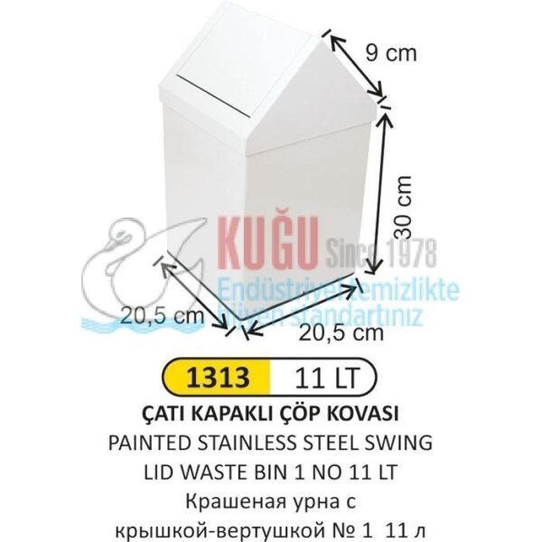 1313 11 LT ÇATI KAPAKLI BOYALI ÇÖP KOVASI
